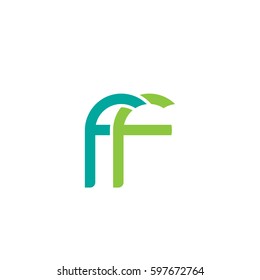 Initial letters ff, round linked chain shape lowercase logo modern design modern green