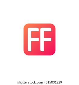 Initial letters FF rounded square shape red orange simple logo