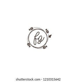 initial letters fg beauty spa logo design, with flower, love and butterfly illustration