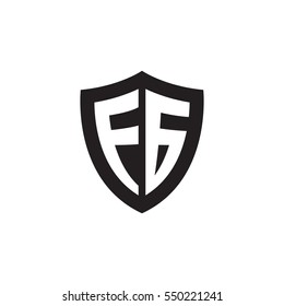 Initial letters FG, EG, shield shape black monogram logo