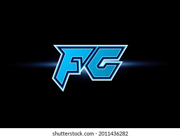 Initial letters FG esport style fit for gaming, twitch, youtube. Vector monogram logo template