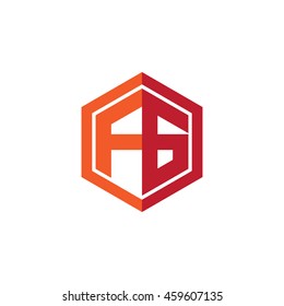 Initial letters FG hexagon shape logo red orange