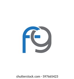 Initial letters fg, round linked chain shape lowercase logo modern design blue gray