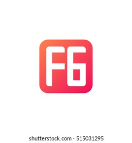 Initial letters FG rounded square shape red orange simple logo