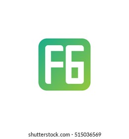 Initial letters FG rounded square shape green simple logo