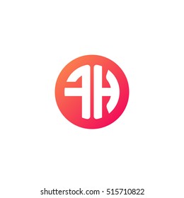 Initial letters FH circle shape red orange simple logo