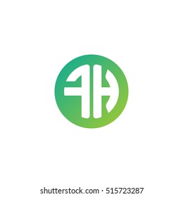 Initial letters FH circle shape green simple logo