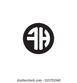 Initial letters FH circle shape monogram black simple logo