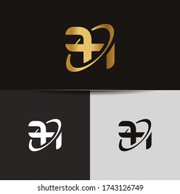 Initialbuchstaben FH verlinkte monogramm Logo-Vektor. Gold Logo-Monogramm mit zwei überschneidenden Buchstaben isoliert auf schwarzem Hintergrund.