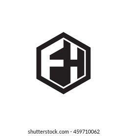 Initial letters FH negative space hexagon shape monogram logo