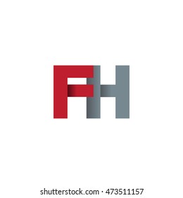 Initial letters FH overlapping fold logo red gray