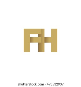 Initial letters FH overlapping fold logo brown gold