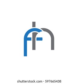 Initial letters fh, round linked chain shape lowercase logo modern design blue gray