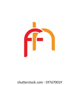 Initial letters fh, round linked chain shape lowercase logo modern design red orange
