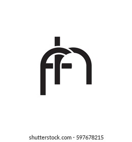 Initial letters fh, round linked chain shape lowercase logo modern design monogram black