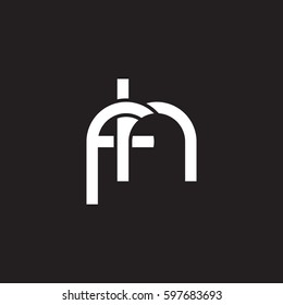 Initial letters fh, round linked chain shape lowercase logo modern design white black background