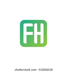 Initial letters FH rounded square shape green simple logo