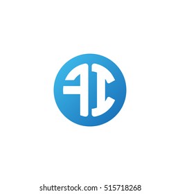 Initial letters FI circle shape blue simple logo