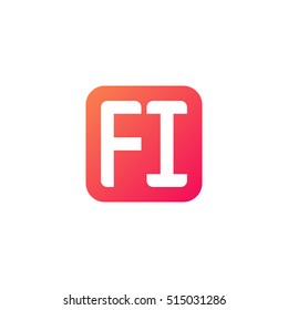 Initial letters FI rounded square shape red orange simple logo