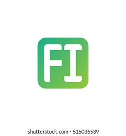 Initial letters FI rounded square shape green simple logo