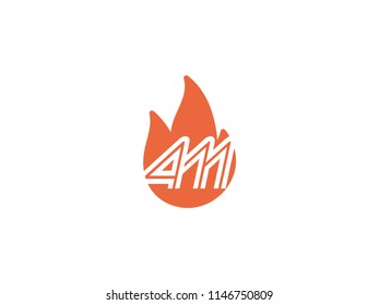 Initial letters AM in fire. Logo vector