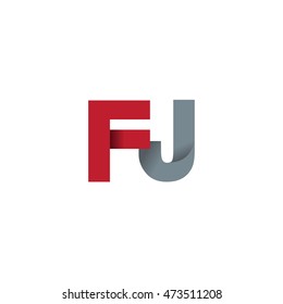 Initial letters FJ overlapping fold logo red gray