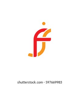 Initial letters fj, round linked chain shape lowercase logo modern design red orange