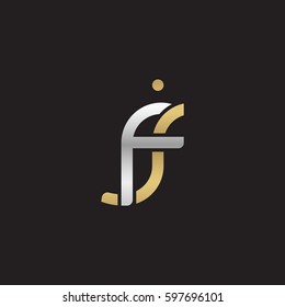 Initial letters fj, round linked chain shape lowercase logo modern design silver gold