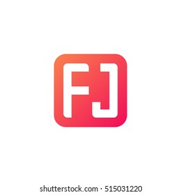 Initial letters FJ rounded square shape red orange simple logo