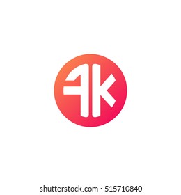 Initial letters FK circle shape red orange simple logo