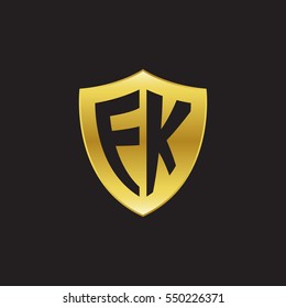 Initial letters FK, EK, shield shape gold logo