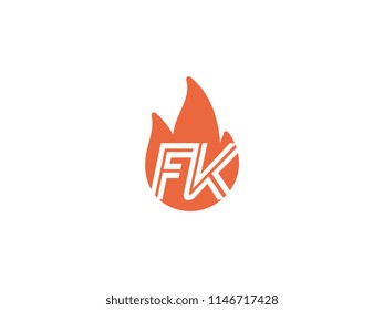 Initial letters FK in fire. Logo vector