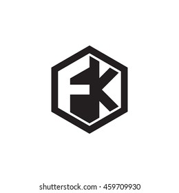 Initial letters FK negative space hexagon shape monogram logo