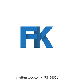 Initial letters FK overlapping fold logo blue