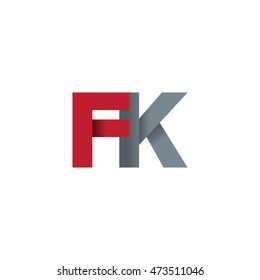 Initial letters FK overlapping fold logo red gray