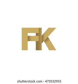 Initial letters FK overlapping fold logo brown gold