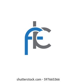 Initial letters fk, round linked chain shape lowercase logo modern design blue gray