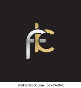 Initial letters fk, round linked chain shape lowercase logo modern design silver gold
