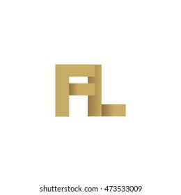 Initial letters FL overlapping fold logo brown gold