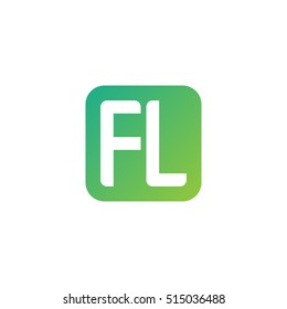 Initial letters FL rounded square shape green simple logo
