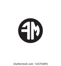 Initial letters FM circle shape monogram black simple logo