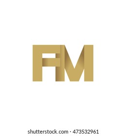 Initial letters FM overlapping fold logo brown gold