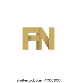 Initial letters FN overlapping fold logo brown gold