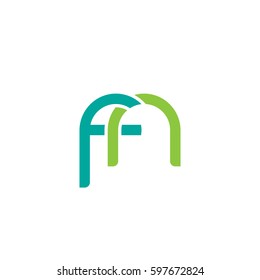 Initial letters fn, round linked chain shape lowercase logo modern design modern green