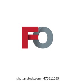 Initial letters FO overlapping fold logo red gray