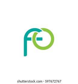 Initial letters fo, round linked chain shape lowercase logo modern design modern green