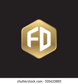 Initial letters FO rounded hexagon shape gold modern logo