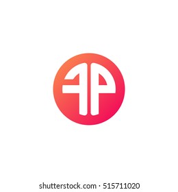 Initial letters FP circle shape red orange simple logo