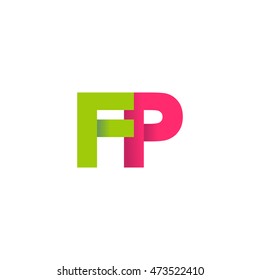Initial letters FP overlapping fold logo green magenta