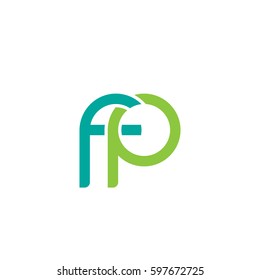 Initial letters fp, round linked chain shape lowercase logo modern design modern green